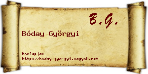 Bóday Györgyi névjegykártya
