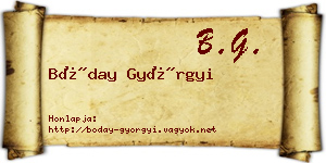 Bóday Györgyi névjegykártya